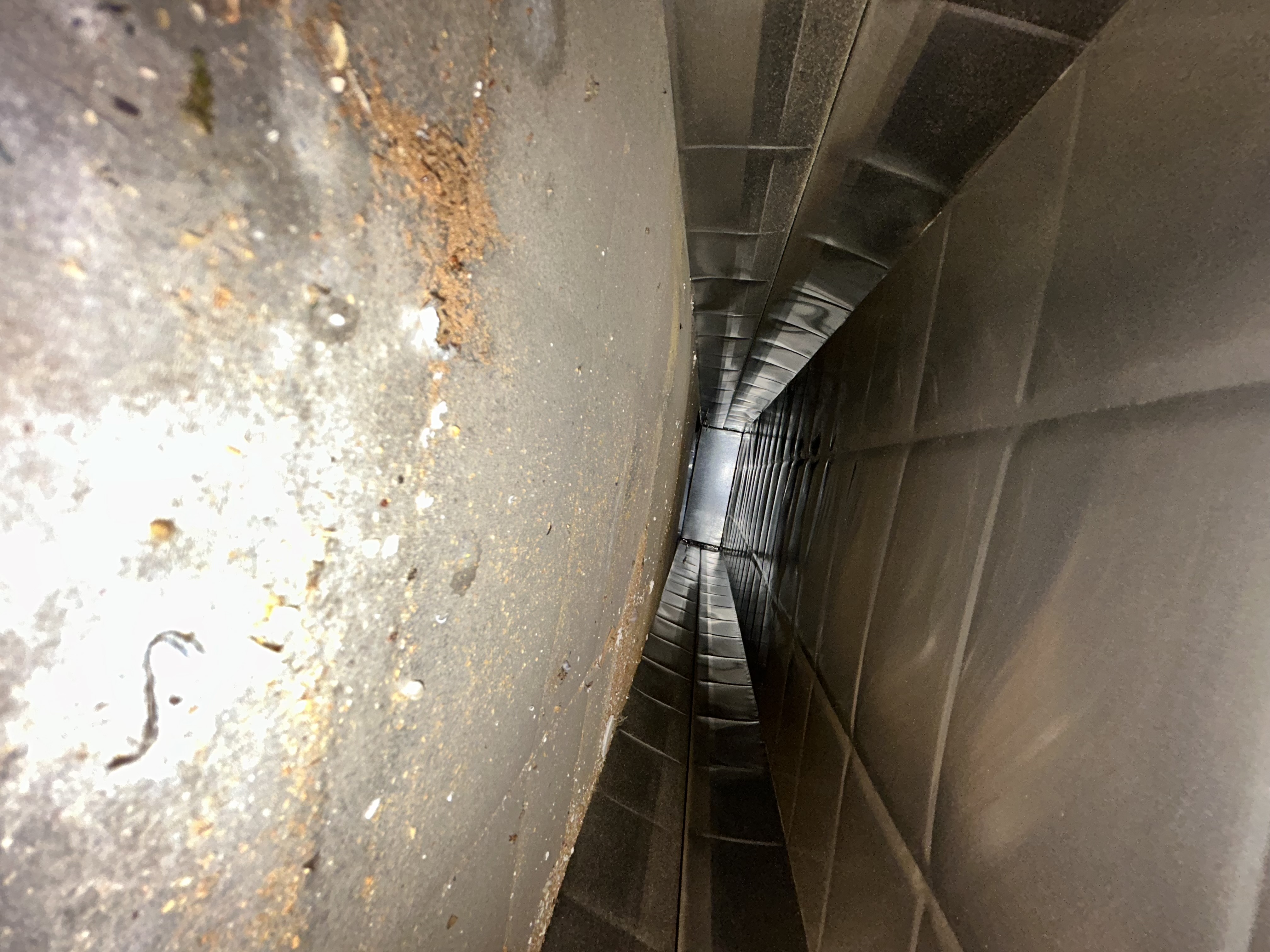 Dirty air duct before cleaning